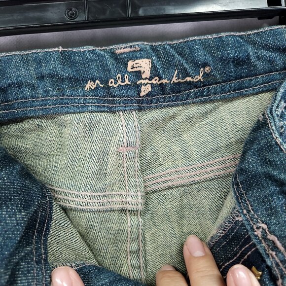 Seven 7 For All Mankind All Over Pink Stitching Jeans Womens Size 28X29 Bootcut - Picture 7 of 16